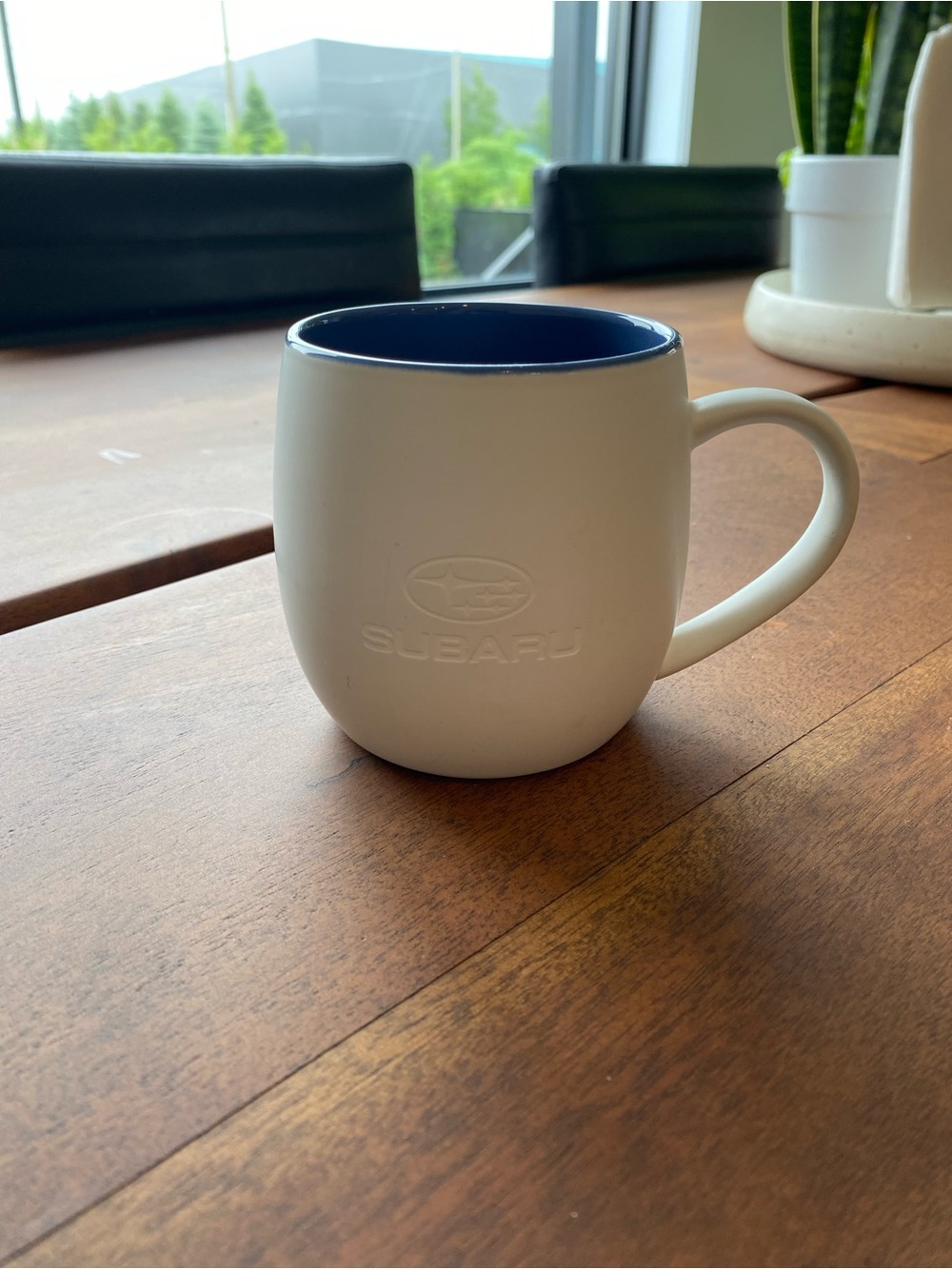 White Ceramic Mug with Blue Interior